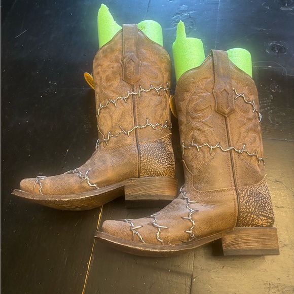 Corral Women’s Bared Wire Woven Western Boots Square Toe SZ 6.5 - Picture 9 of 15